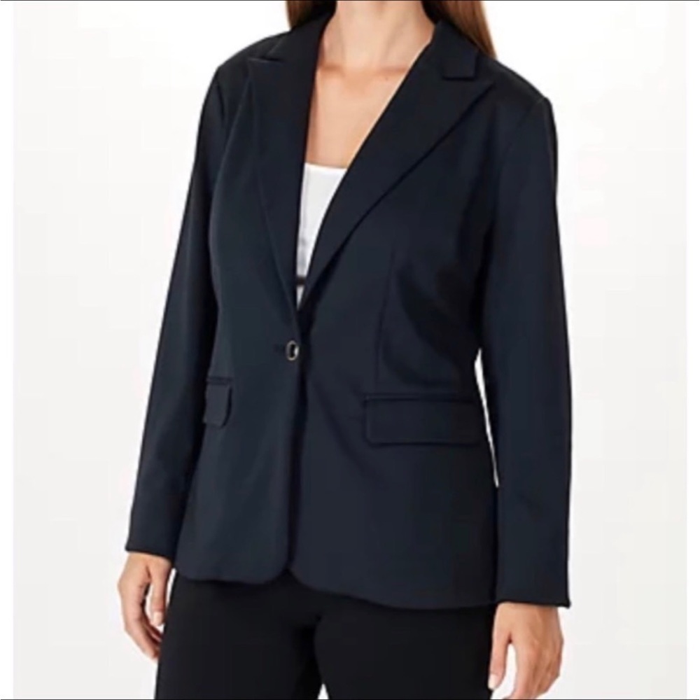 NWOT Jason Wu Black/Navy Knit Ponte Blazer Jacket Size Large